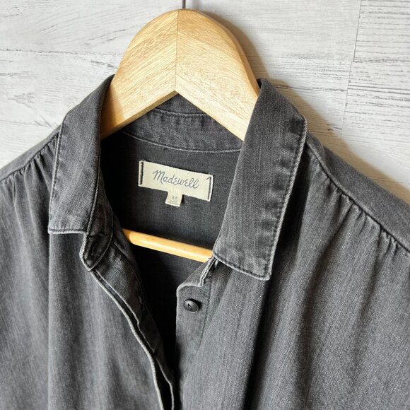 Madewell Top Womens Size XS Black Denim Rolled Sleeve Shirt in Lunar Wash - Picture 9 of 16